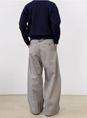 Men's Wide-Leg Pinstripe Pants