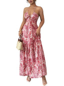 Women's Halter Maxi Dress with Paisley Print