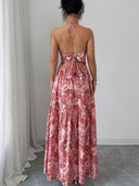 Women's Halter Maxi Dress with Paisley Print